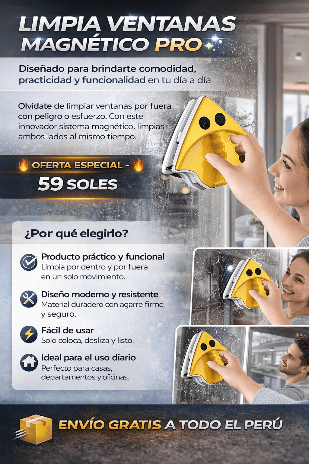 Limpia Ventanas Magnético Pro