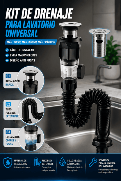 Kit de drenaje para lavatorio universal