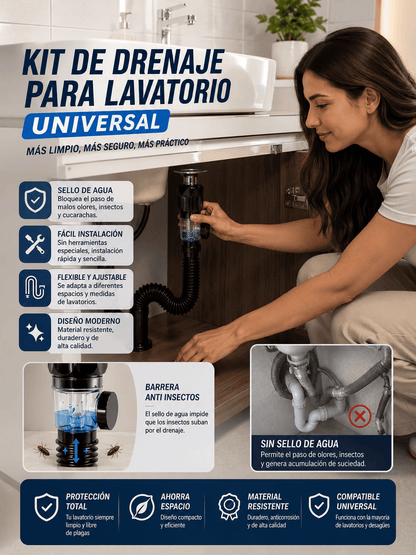 Kit de drenaje para lavatorio universal