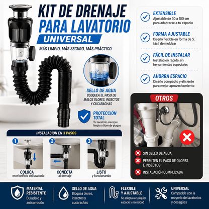 Kit de drenaje para lavatorio universal