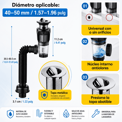 Kit de drenaje para lavatorio universal